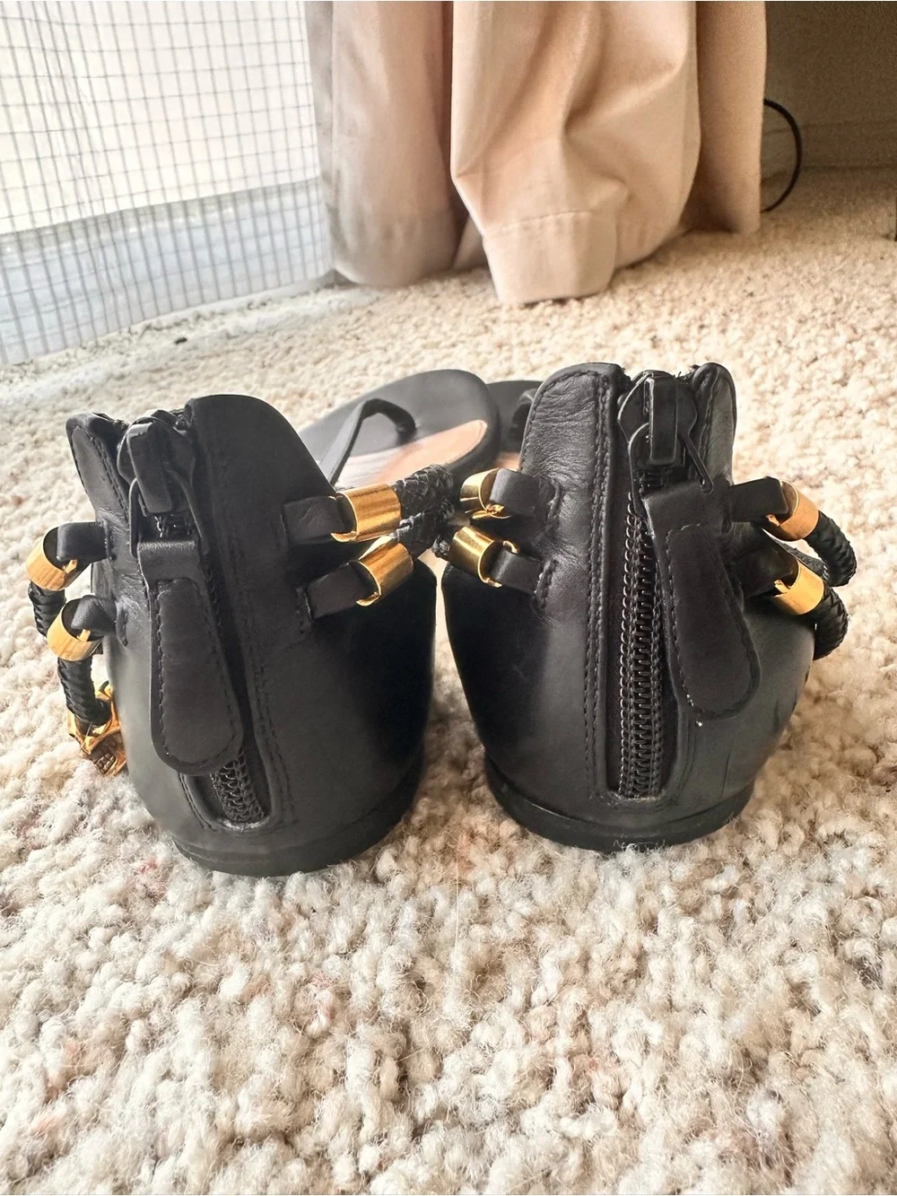 Alexander McQueen thing black leather sandals